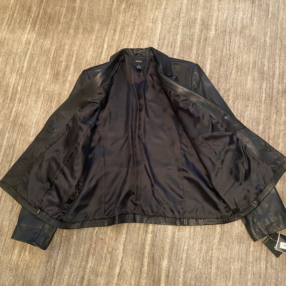 Alfani Women's Soft 100% Leather Black Blazer Jacket Size XL Brand New with tags - Picture 4 of 16